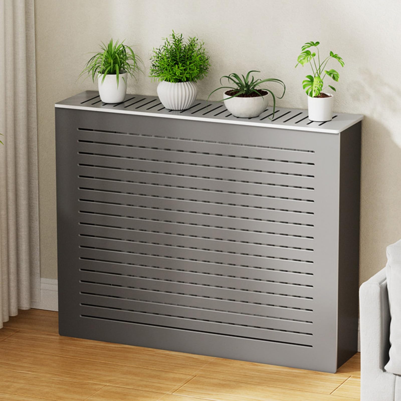 Copritermosifone con ripiano portaoggetti, design ventilato, per soggiorno, camera da letto, bagno, ufficio, impermeabile e ignifugo, elegante e funzionale