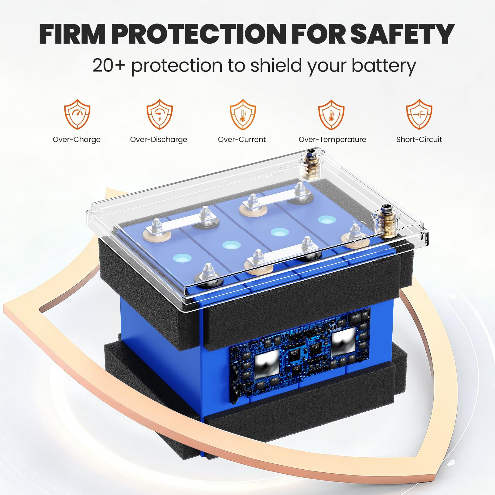 Batterie Lithium 12V 100AH avec Protection de 100ABMS, LiFePO4 Batterie avec 4000 à 15000 Cycles pour Camping Car, Caravane, Bateau, Panneau Solaire