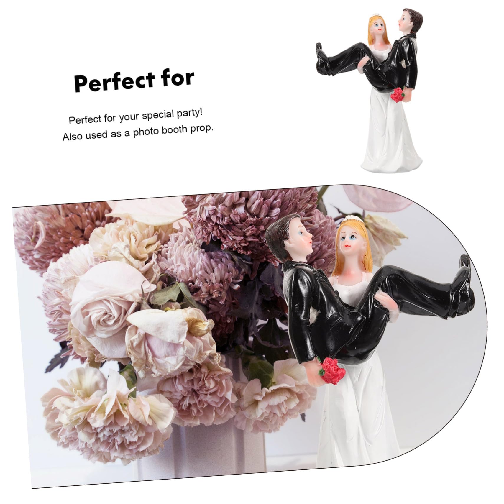 2stücke Brautpaar Figuren Statue Aus Resin Hochzeitsdeko Tortenaufsatz Für Hochzeitstorte Romantische Hochzeitsparty Braut Und Bräutigam Dekofigur Schwarz-weiß Perfektes Zur