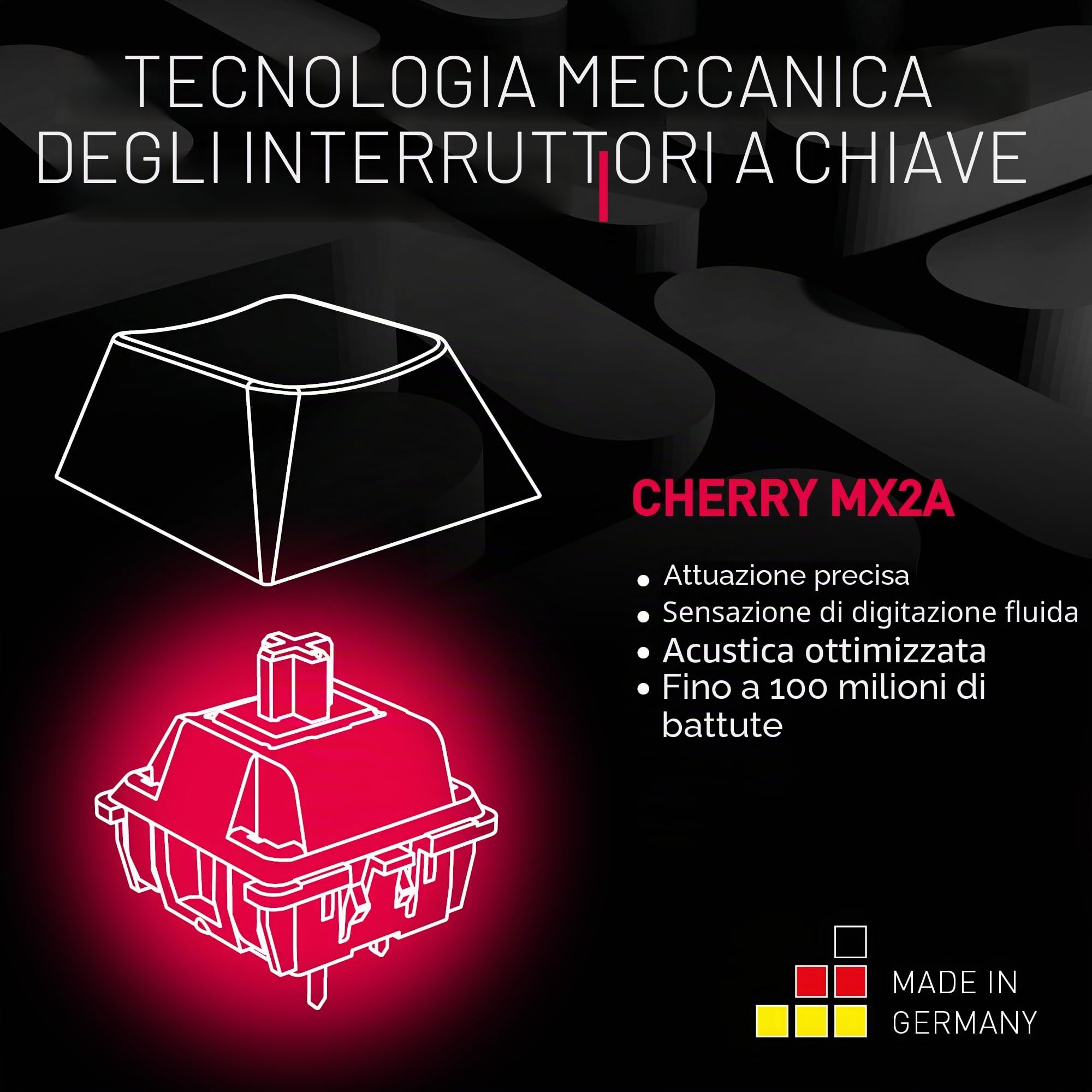 CHERRY MX 8.2 TKL Wireless, Tastiera da Gioco Senza Fili Senza Tasto Numerico, Tedesco QWERTZ, Bluetooth, 2,4 GHz e Cavo, Interruttori MX2A RED, Bianco, Bianco - senza Valigia di Trasporto