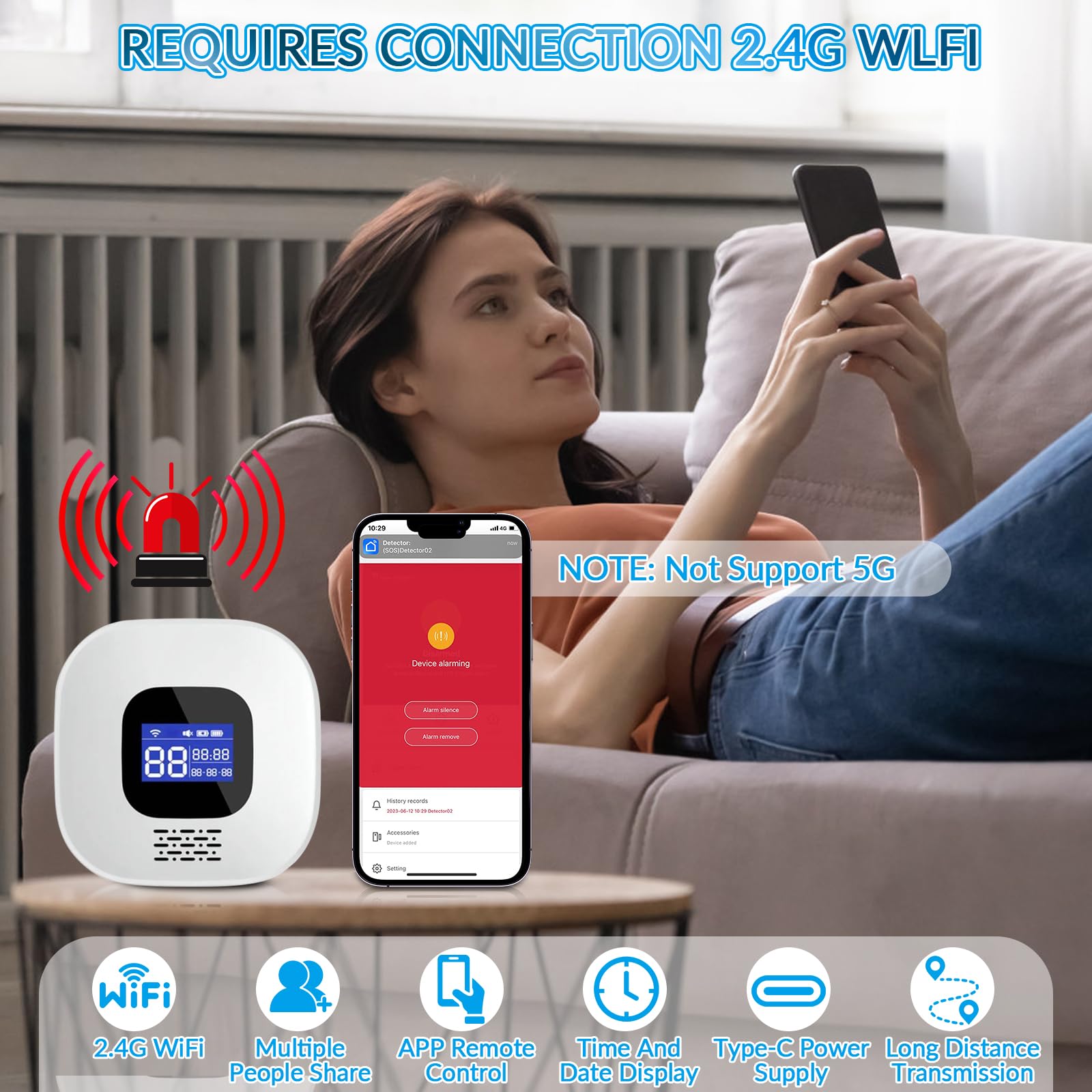 WiFi Pulsante Emergenza Anziani per Anziani Pazienti Disabili | Smart SOS Allarme Pulsante di emergenza, 1 Ricevitore + 3 Pulsante (Supporto solo 2.4GHz Wi-Fi)
