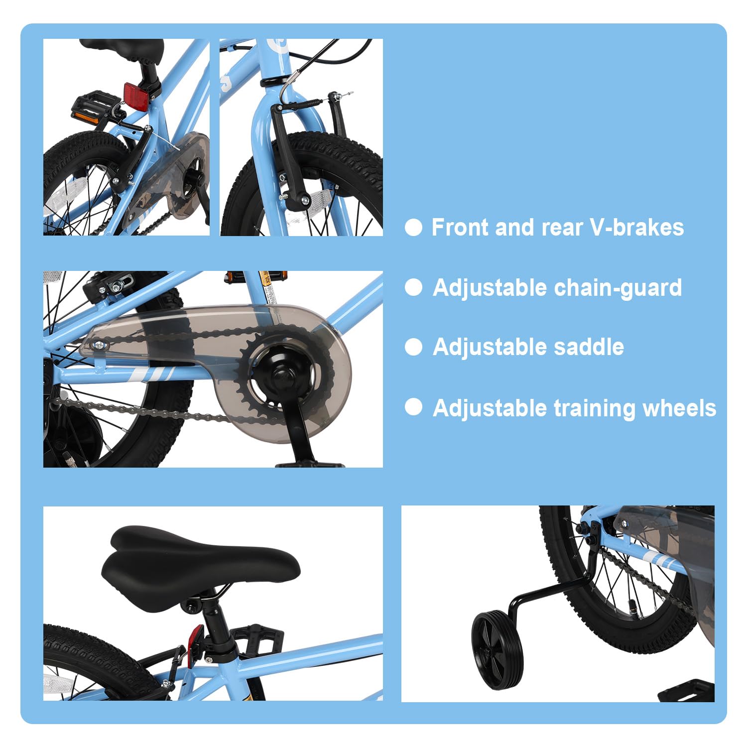 Glerc Amos 16 Bicicleta de 20 Pulgadas para niños de 6 7 8 9 años, niños, niñas y Adolescentes con Doble Freno de Mano y Caballete, transmisión de 6 velocidades