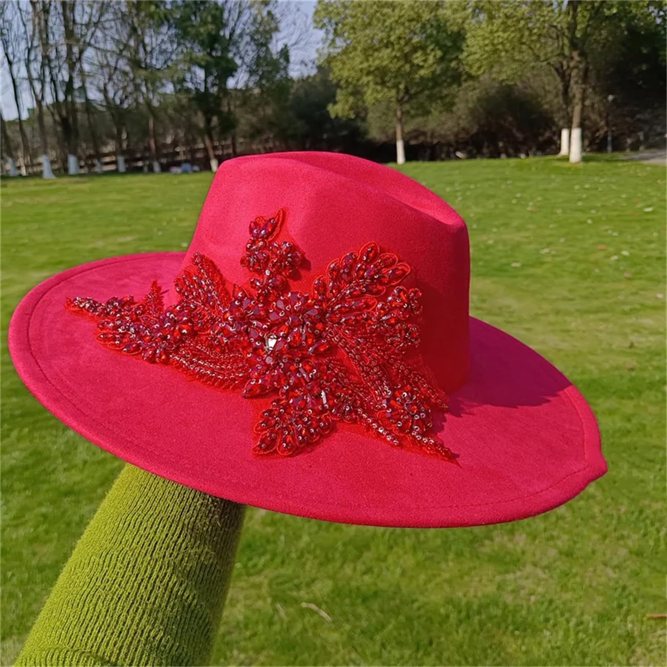 Viola DIY Cappello Ricamo Camoscio Fedora Cap Autunno E Inverno Festa di Nozze Viaggi Cappelli Gentiluomo