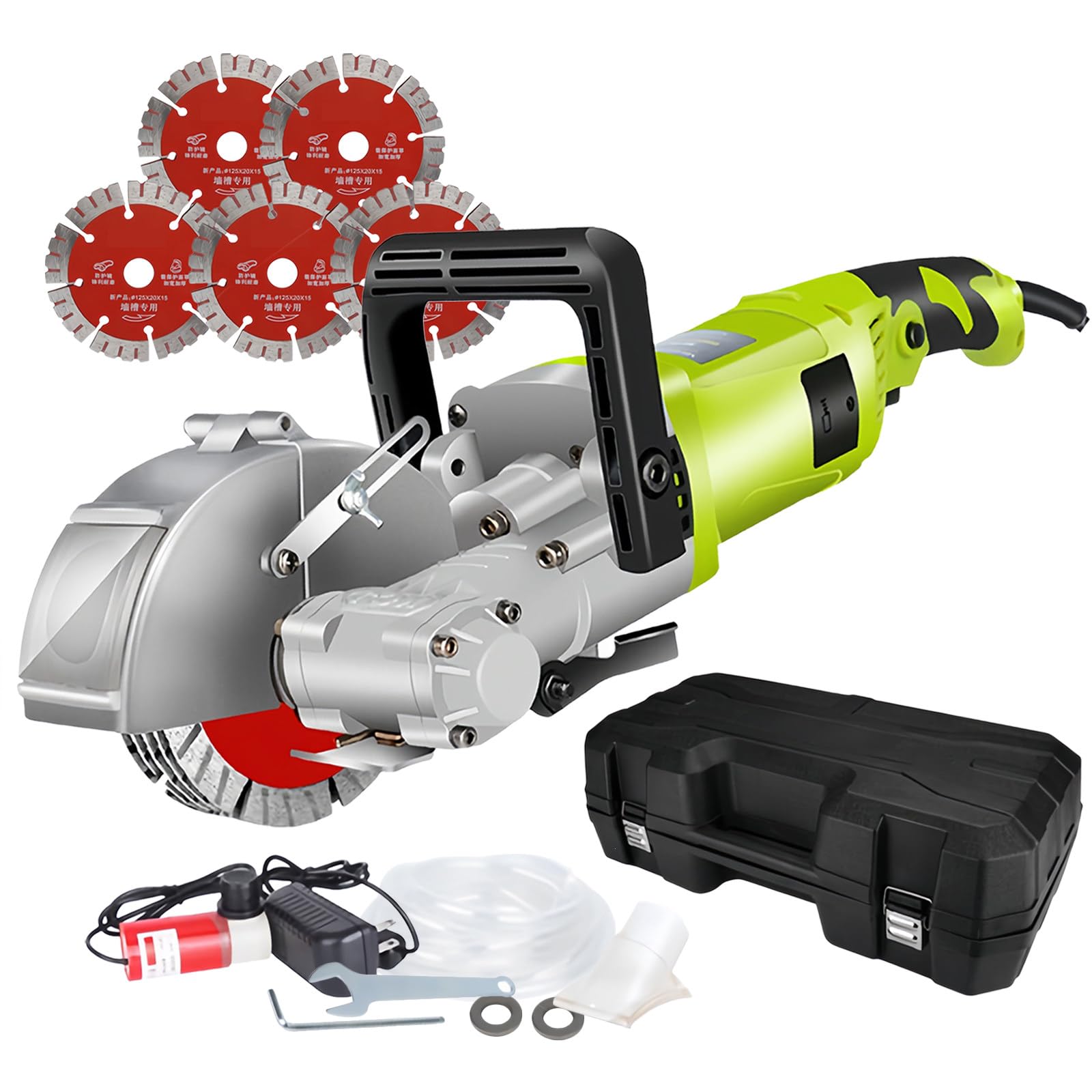 Rozadora de pared con extractor de polvo - Rozadora de pared eléctrica de 4000 W, máquina cortadora de sierra para hormigón, ranuradora, profundidad de corte de 37 mm, 7500 r/min, máquina cortadora