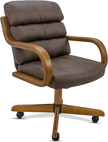 Miniatura 15 de Chromcraft Douglas - Juego de 4 sillas de comedor informales, clásicas, giratorias, de tela inclinable, con ruedas, brazo de madera, base