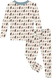 KicKee Print Pajama Set, Short and Long Sleeve, Long Pants, Snug Fit Baby and Kid Pajamas