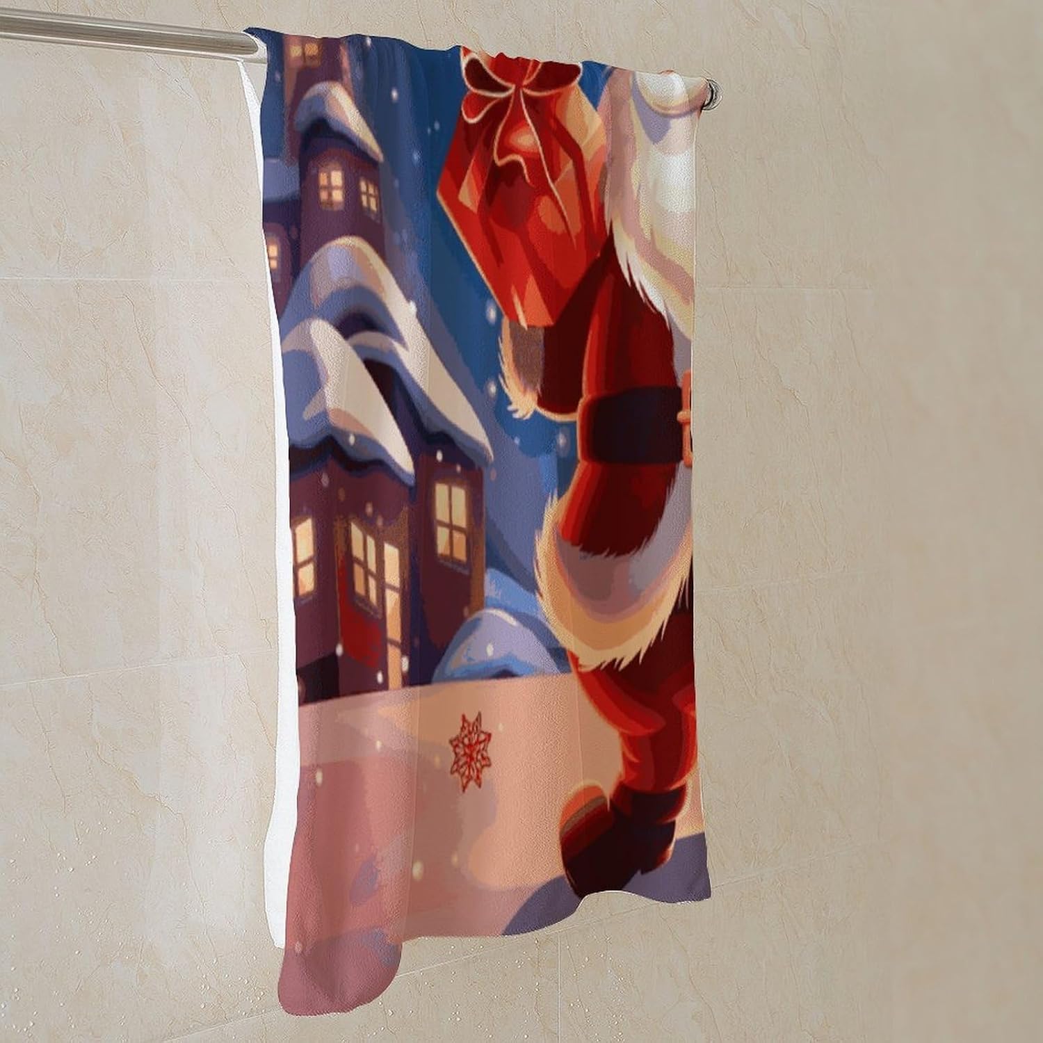 Christmas Santa Claus Towel Vacation Accessories Essentials Soft Lighterweight，Bath Towel for Adults Women Men，Bath Towels Gift for All Occasions, Machine Washable.