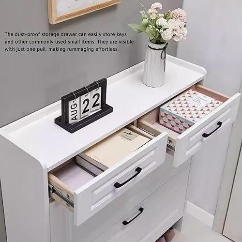 Miniatura 3 de Armario de zapatos oculto para entrada, pequeño armario estrecho para zapatos, armario con 2 cajones, armario de almacenamiento delgado, armario de