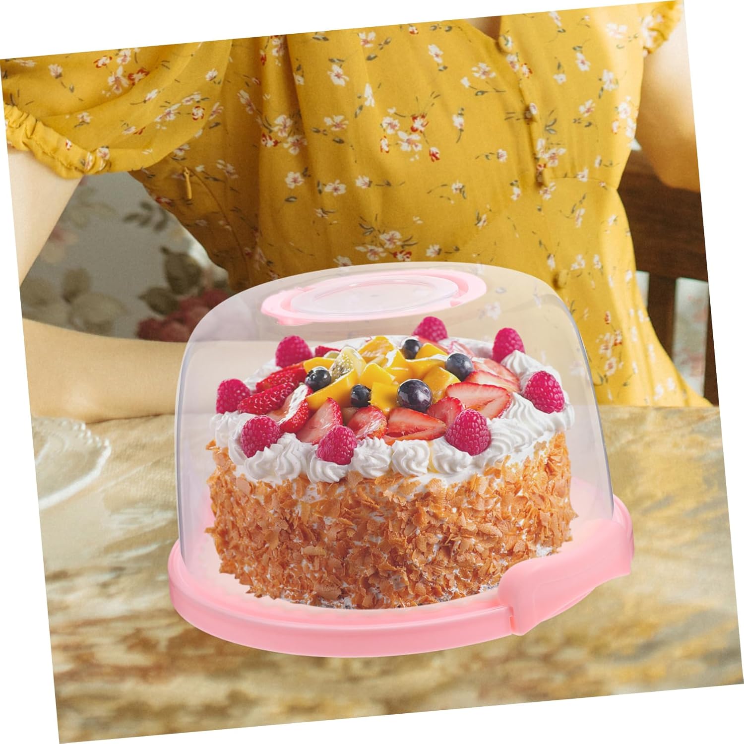 STOBAZA 8in Cake Holder Lid Portable Cake Carrier Refrigerated Fresh-keeping Box for Food Containers