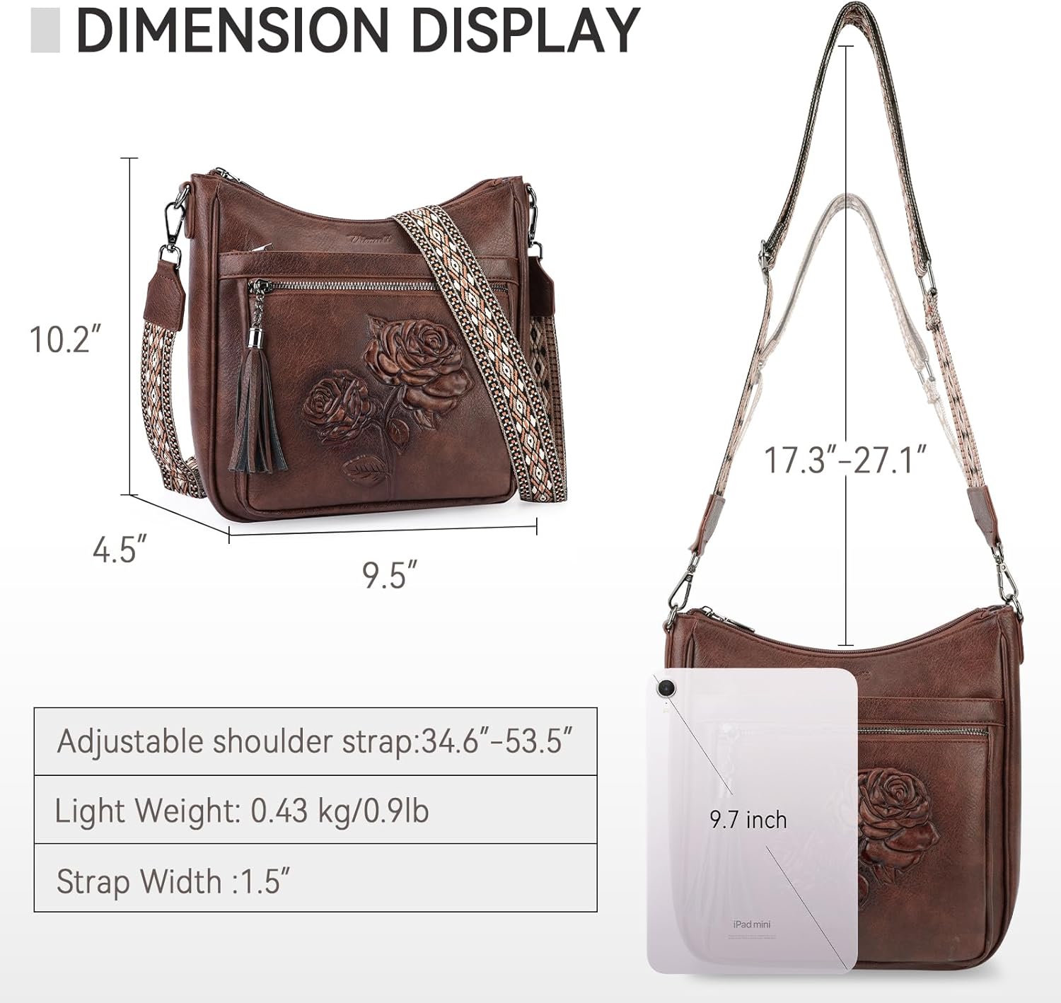 Crossbody Bags for Women Trendy Vegan Leather Hobo Purses Embossed Shoulder Handbag Lightweight Travel Purse - Image 3