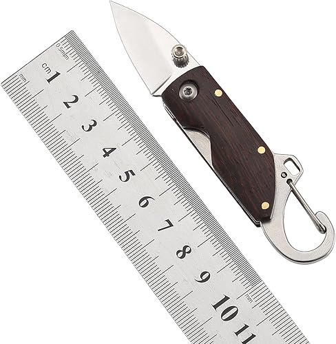 Miniatura 2 de DOSMAMZ Cuchillo de bolsillo, Hoja de pulido biselada de doble cara de acero inoxidable de 1.4 pulgadas, Apertura asistida de perno de pulgar con
