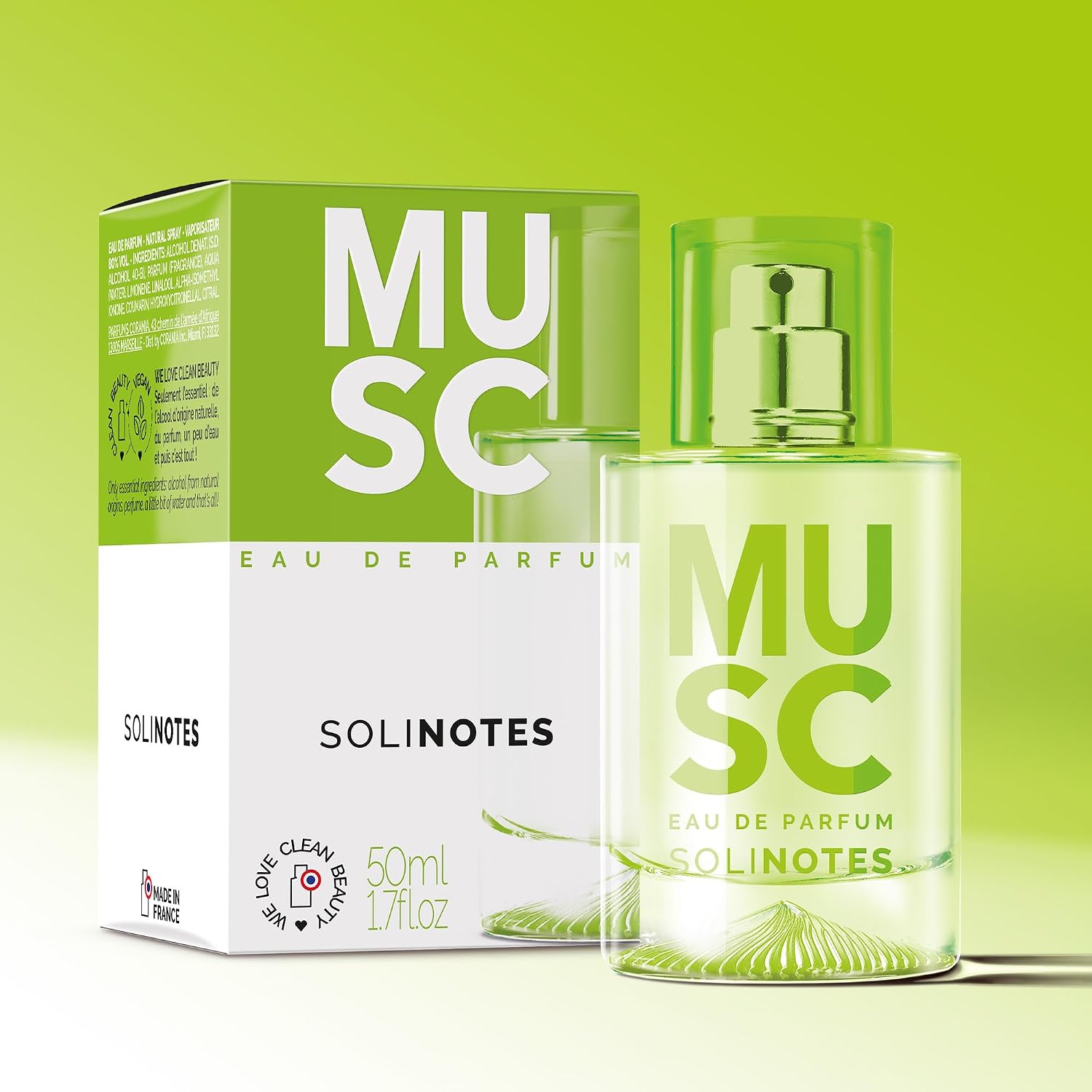 Solinotes Musk Eau de Parfum for Women & Men, Soft Vanilla Musk Perfume with Rose, Jasmine & Cedar, Long-Lasting Fragrance, Vegan, Made in France, 1.7 Fl Oz / 50 ml