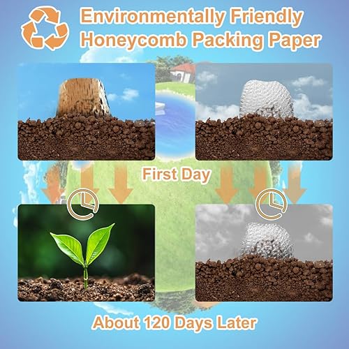 Miniatura 5 de YIJUHOU Envoltura de papel de embalaje de nido de abeja 15 "x200 'Sustituto de papel de embalaje alternativa al envoltorio de burbujas para envíos
