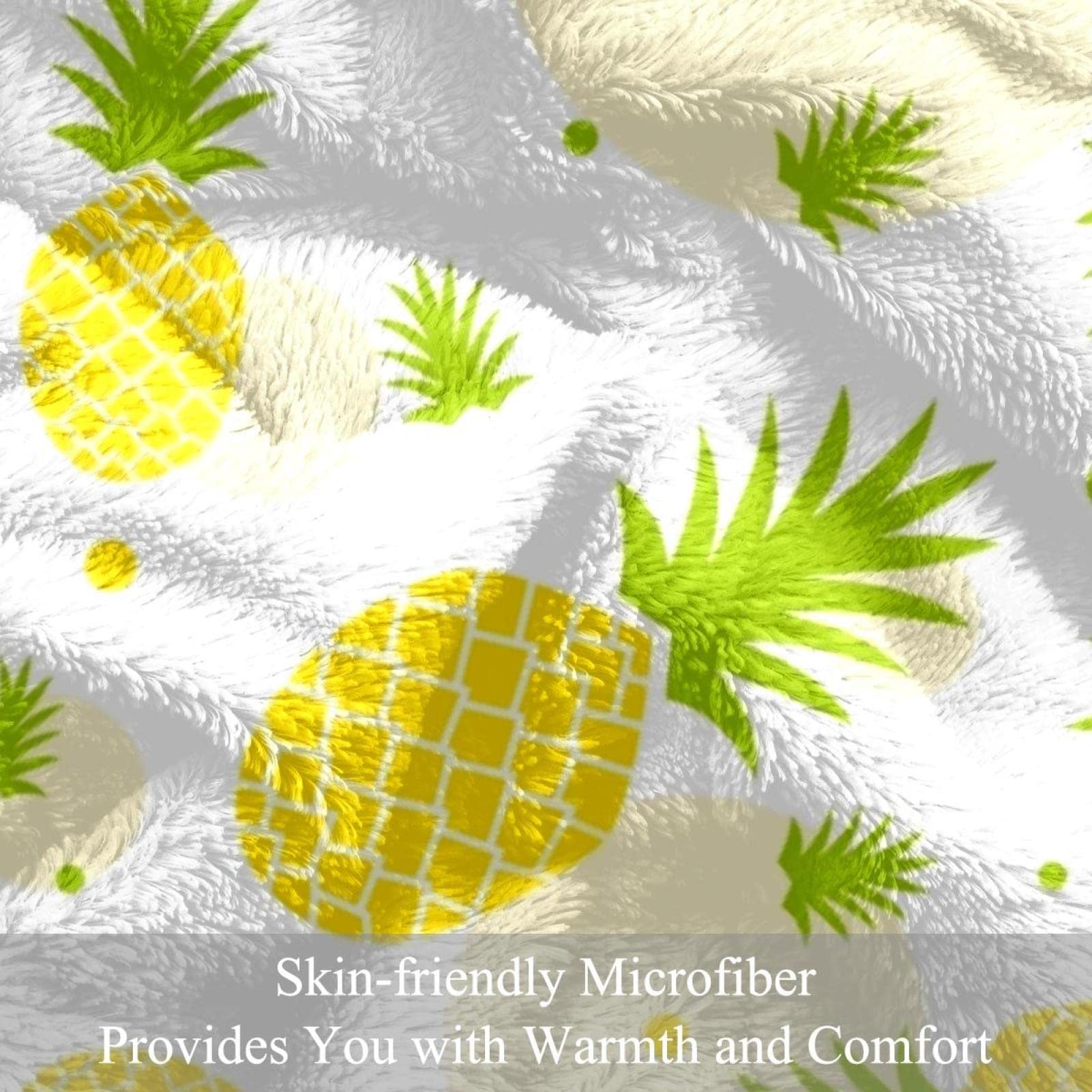 Décor&More Ananas Plüsch-Fleece-Decke – 127 X 152 Cm, Ultraweich, Sommer-Design, Maschinenwaschbar