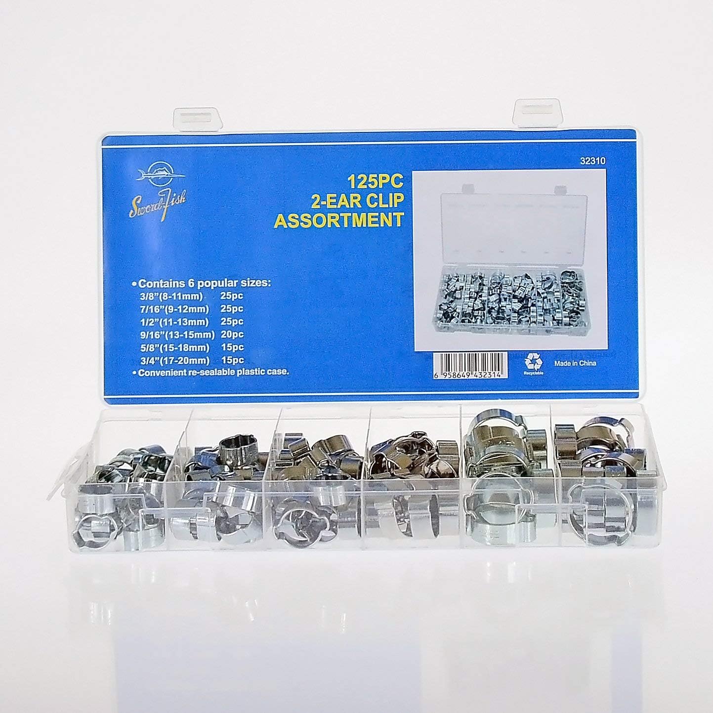 Swordfish 32310-125pc 2-Ear Clamp Assortment