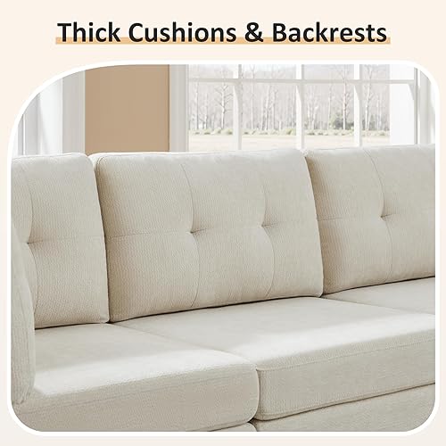 Miniatura 8 de VANOMi Sofá modular seccional, sofás seccionales para sala de estar, sofá modular de nube de 5 asientos con 1 otomana, 91 pulgadas de ancho