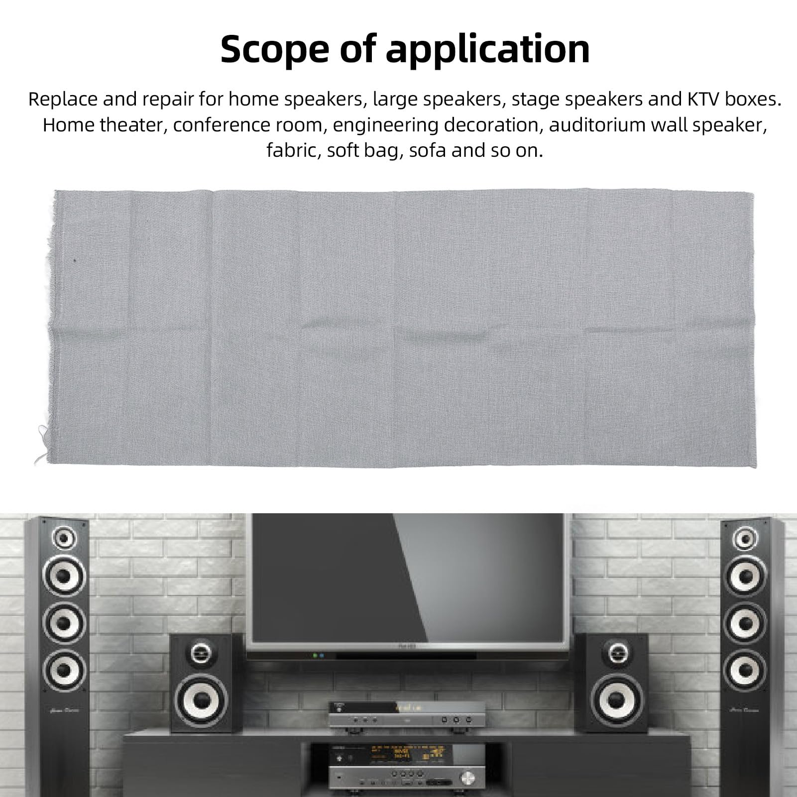 Speaker Grill Cloth, 59x20 Inch Stereo Fabric Replacement for Home Speakers, Double Layer Thickened Speaker Fabric Protective Mesh Cloth for Home Theater Stage Speakers