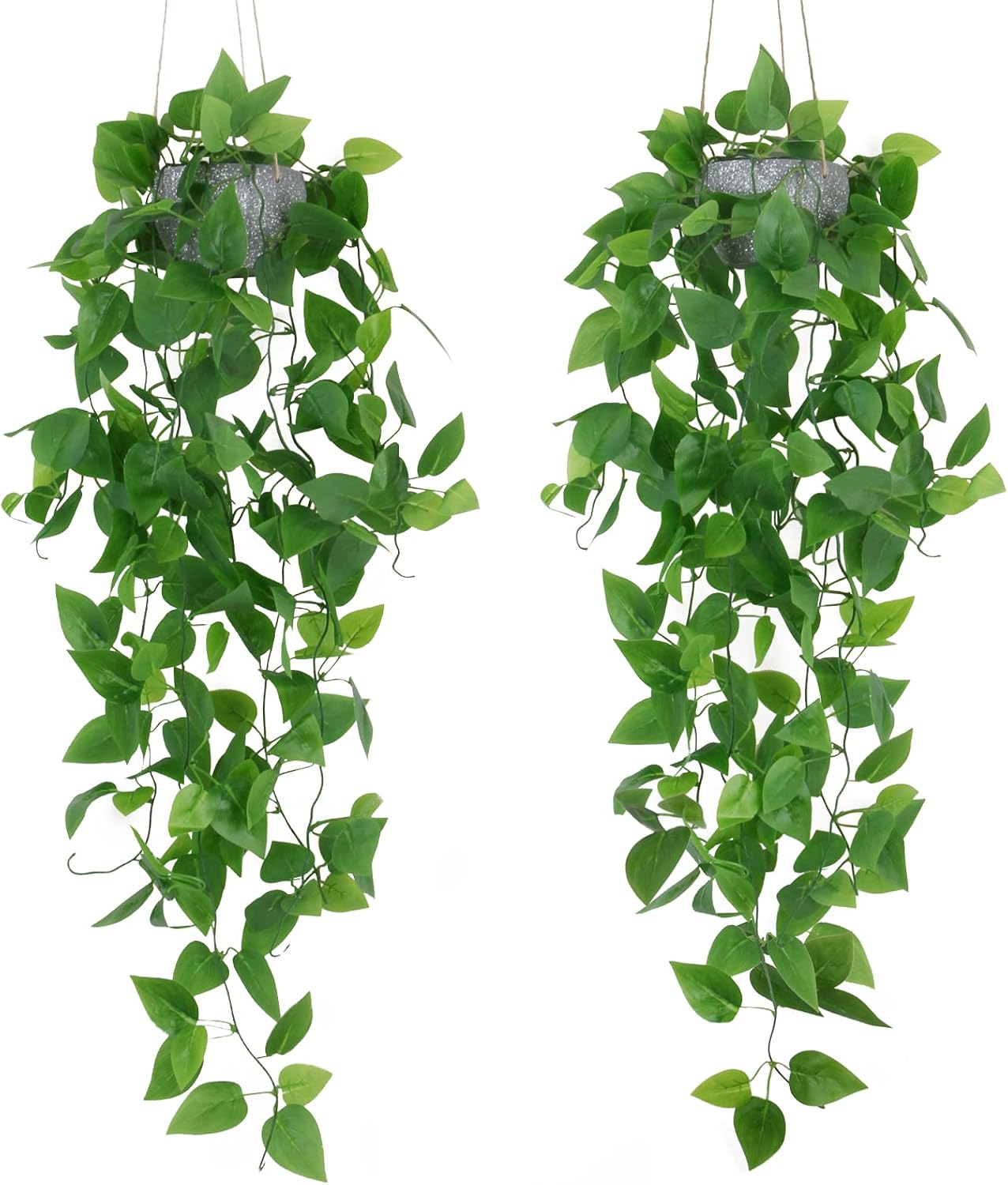 ZIFTY 2Pcs 2.5FT Fake Hanging Plants with Pot Artificial Ivy Vine Faux Potted