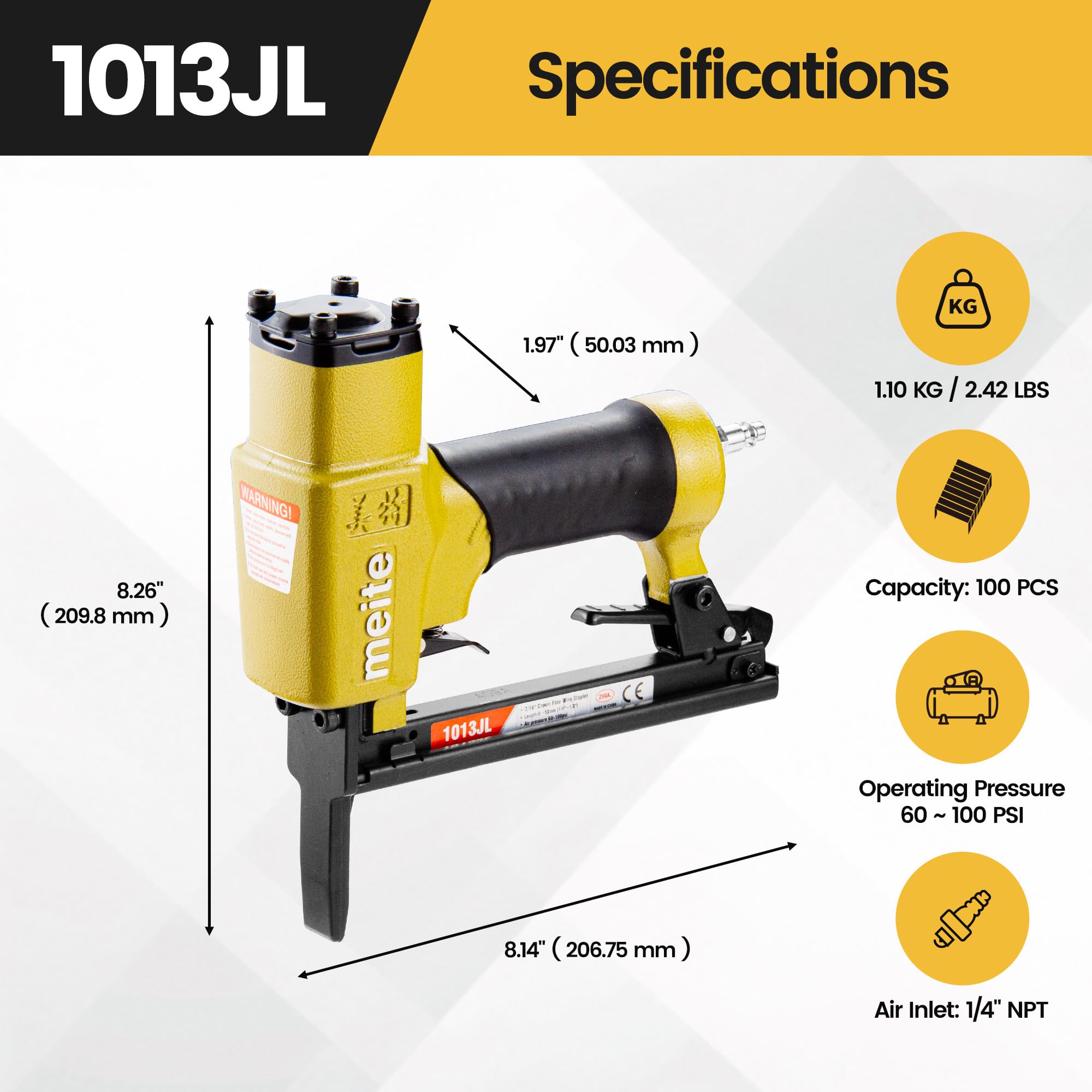 メル19410 meite 1013JL Upholstery Stapler-20 Gauge 7/16-Inch Crown Pneumatic
