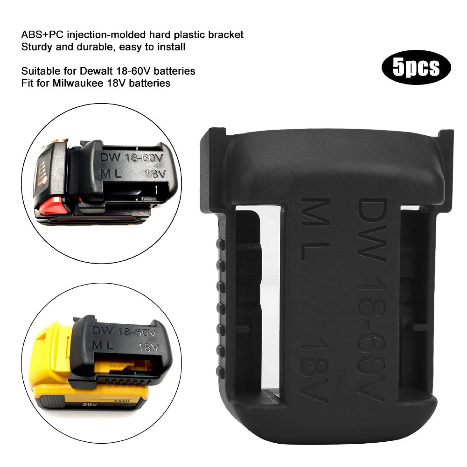 Support Mural 5 Batteries Milwaukee M18 - Fixation Ceinture Ou Mur, Organiseur Solide Pour 18V-60V (Noir)
