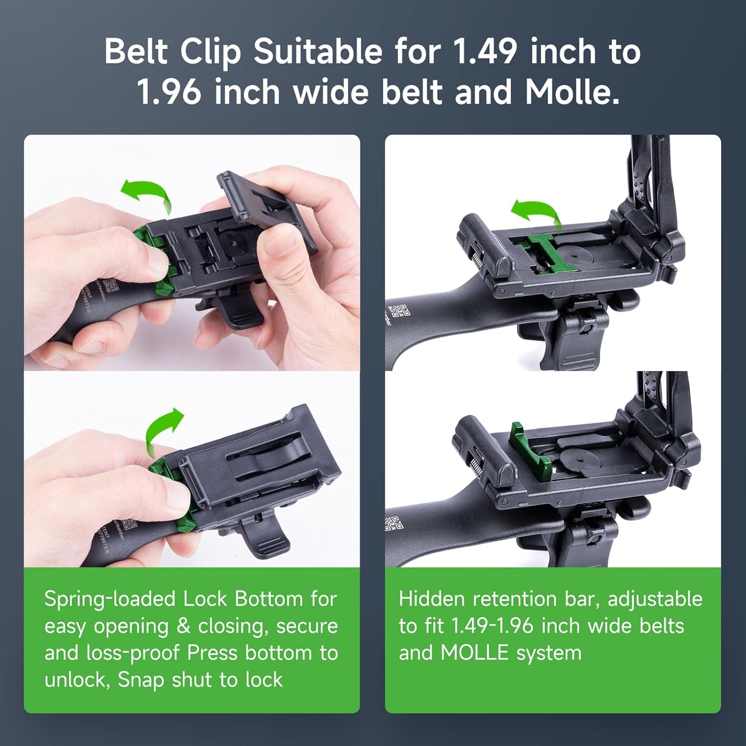NEXTORCH Tactical Flashlight Holster Handheld Flashlight Holder Pouch with 360 Degree Rotation V55L (27-39mm Head Diameter, 24-28mm Barrel Diameter Flashlight) Large for 1.49-1.96 inch Belt