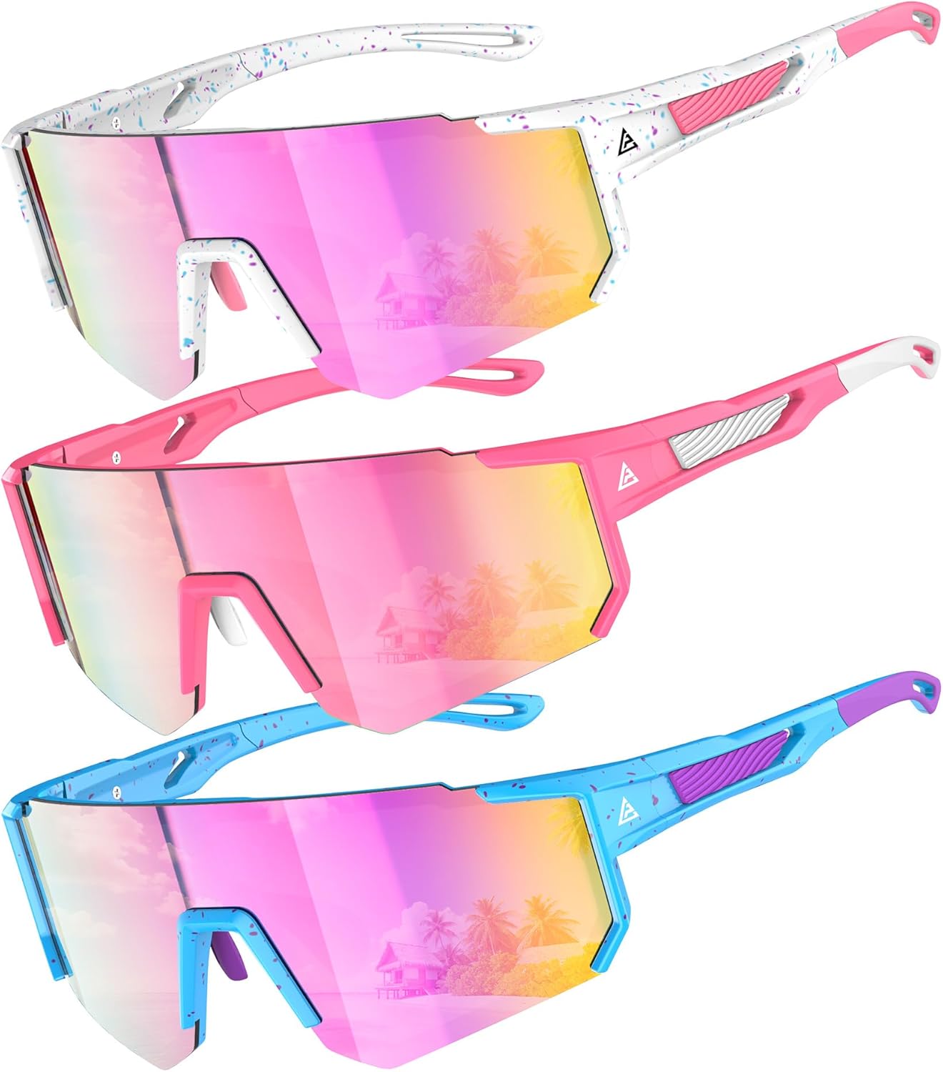 Kids Sunglasses Youth Baseball Softball Sunglasses for Girls Boys Age 4-14 UV Protection Sports Kids 3 Pack