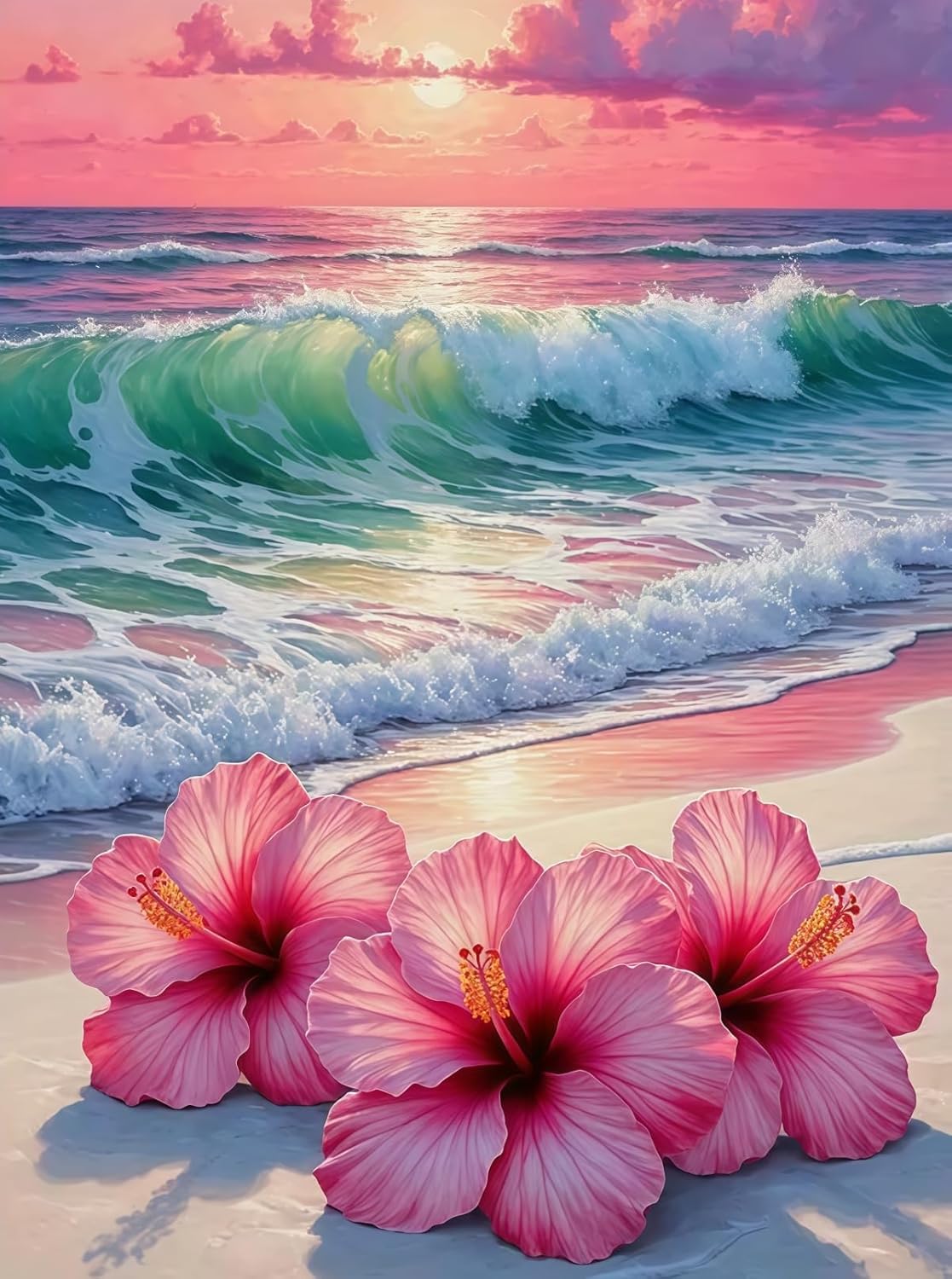 FVALIRD DIY Diamond Painting Kit for Adults, Creative Craft Kit for Adults with Beach Flower Design, Art Therapy Kit for Adult, Home Wall Decor Craft, 30x40 cm Canvas Size-image-40