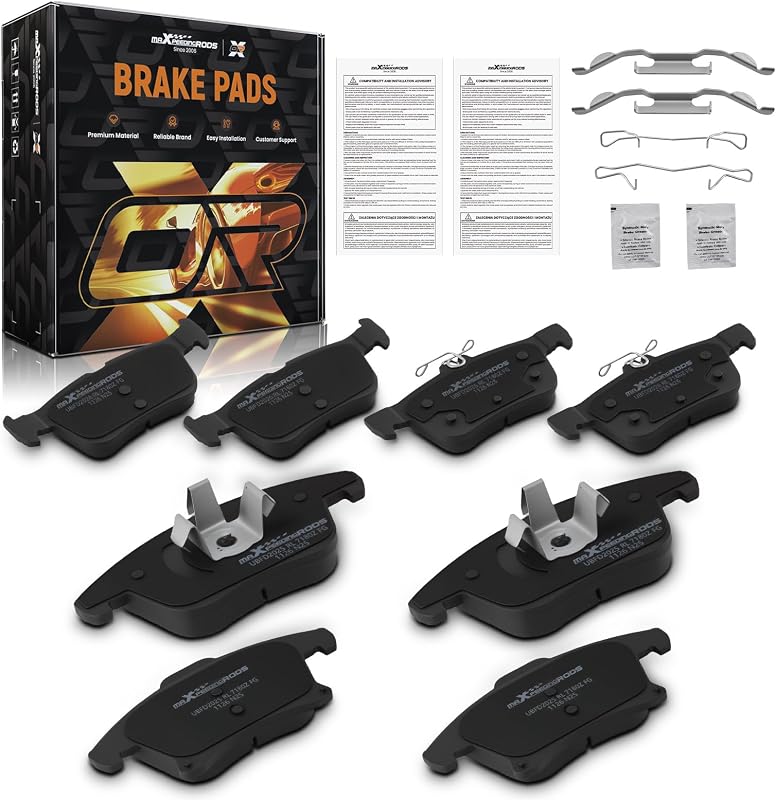 Pastilhas de freio cerâmicas maXpeedingrods D1653 D1665 dianteiras e traseiras para Ford Edge e Lincoln – 8 unidades