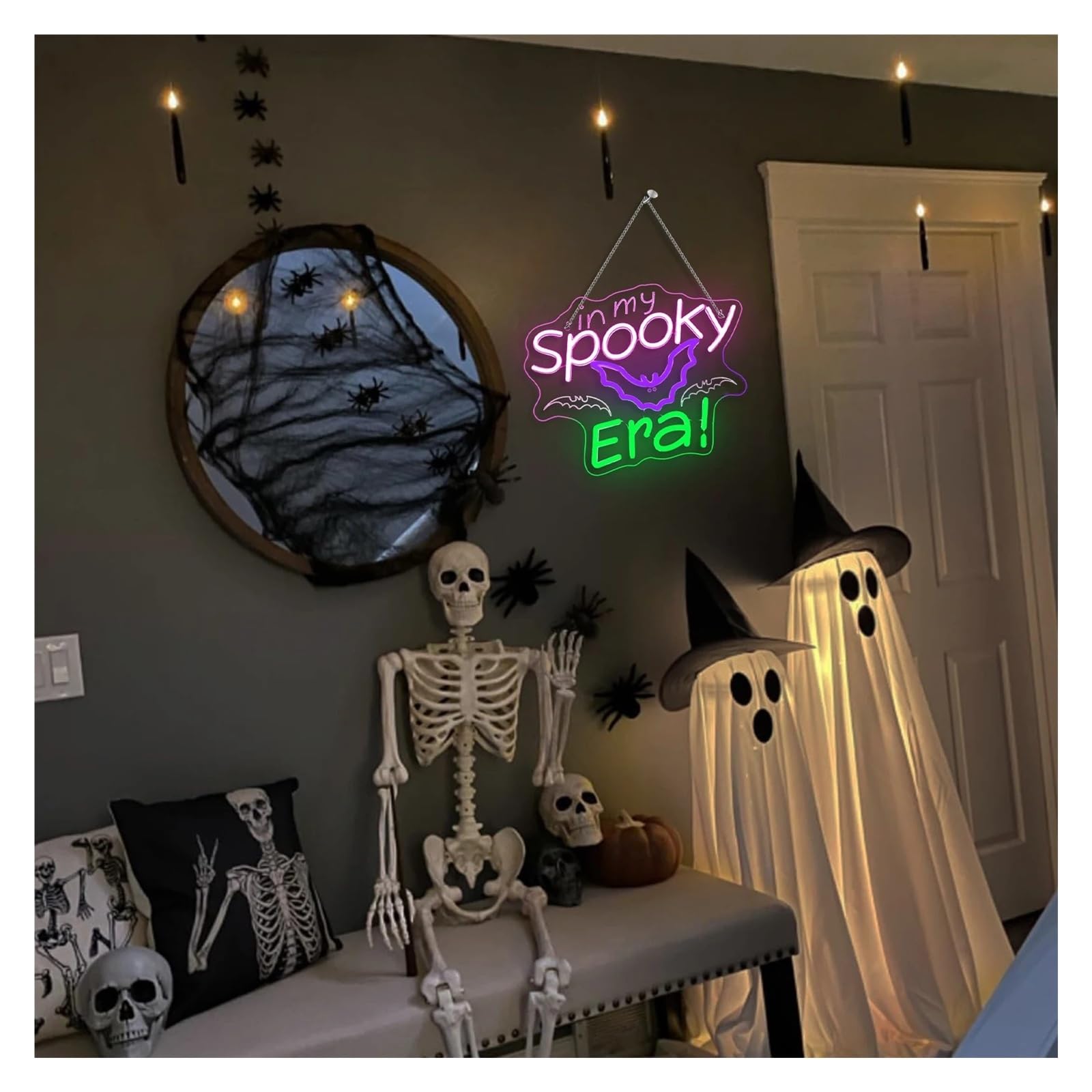Hängende Kunst-Leuchtreklamen In My Spooky Era Neonschild, Halloween, dimmbare Wanddekoration für Schlafzimmer, Männerhöhle, Zuhause, Geburtsparty 13.7×12.2in