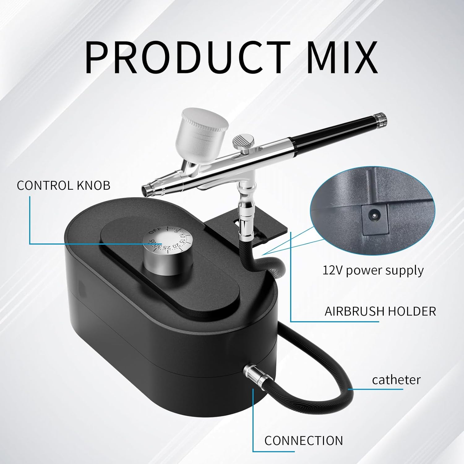 Airbrush Kit 0.2/0.3/0.5mm Nozzle/Sets,Kit with Air Compressor High Pressure Air Brush,Nail Airbrush,Ideal for Nails Art,Makeup,T-Shirt Painting,Cake ecorating DIY Model Crafting (Upgraded Version)