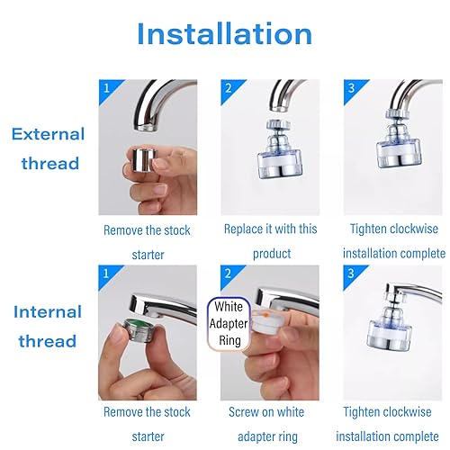 Miniatura 4 de Filtro de agua giratorio de 360 para grifo de agua, filtro de agua para grifo de cocina, elimina las impurezas de partículas grandes de arena del