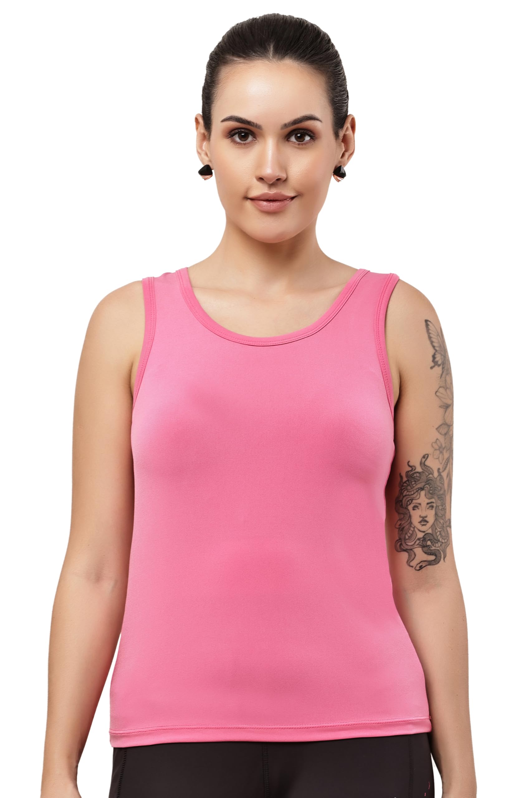 Women's Built-in Bra Padded Workout Tank Top | Spandex Blend Sleeveless Gym, Yoga & Fitness Vest-picture-38