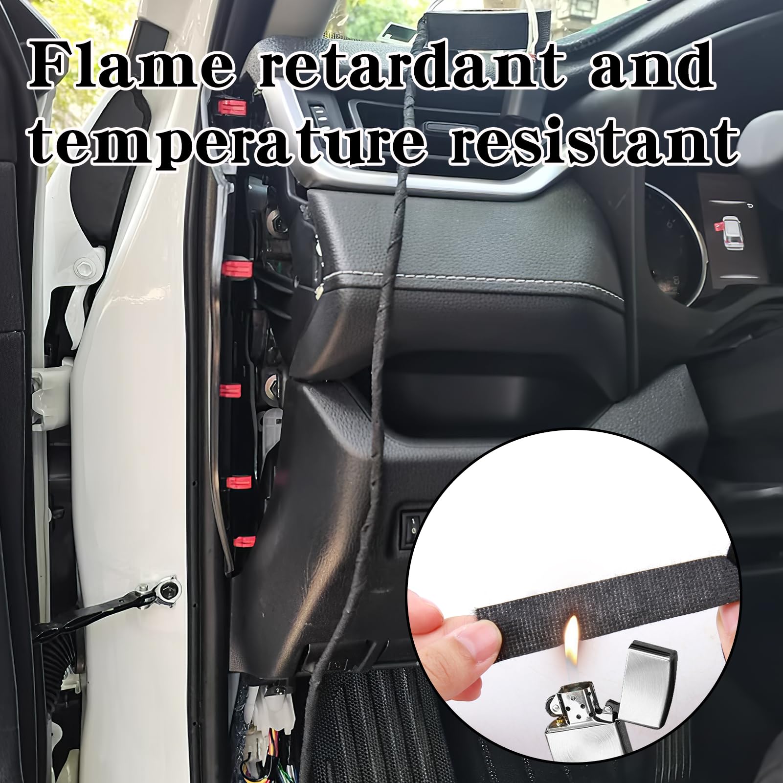 2 Pezzi Nastro Isolante in Tessuto Industriale Cablato Resistente al Calore, Nastro Isolante per Cablaggio Automobilistico, Nastro in Tessuto Resistente al Calore e all'Usura, Nero