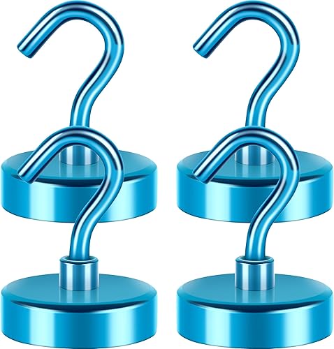 Vista 21 de Neosmuk Ganchos magnéticos resistentes, imanes fuertes con gancho para refrigerador, ganchos industriales súper resistentes de neodimio para colgar