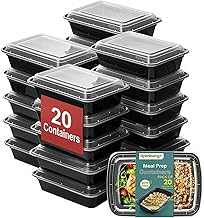 Rainberg 20PK Meal Prep Containers Reusable, BPA Free Food Containers & Foodbox, 1 Compartment Plastic Lunch Boxes for Meal Prep, Microwave, Freezer & Dishwasher Safe, Stackable 28 oz