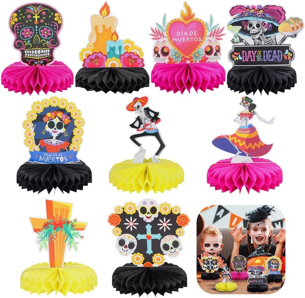Dia De Los Muertos 9 Pieces Day Of The Dead Honeycomb Table ...
