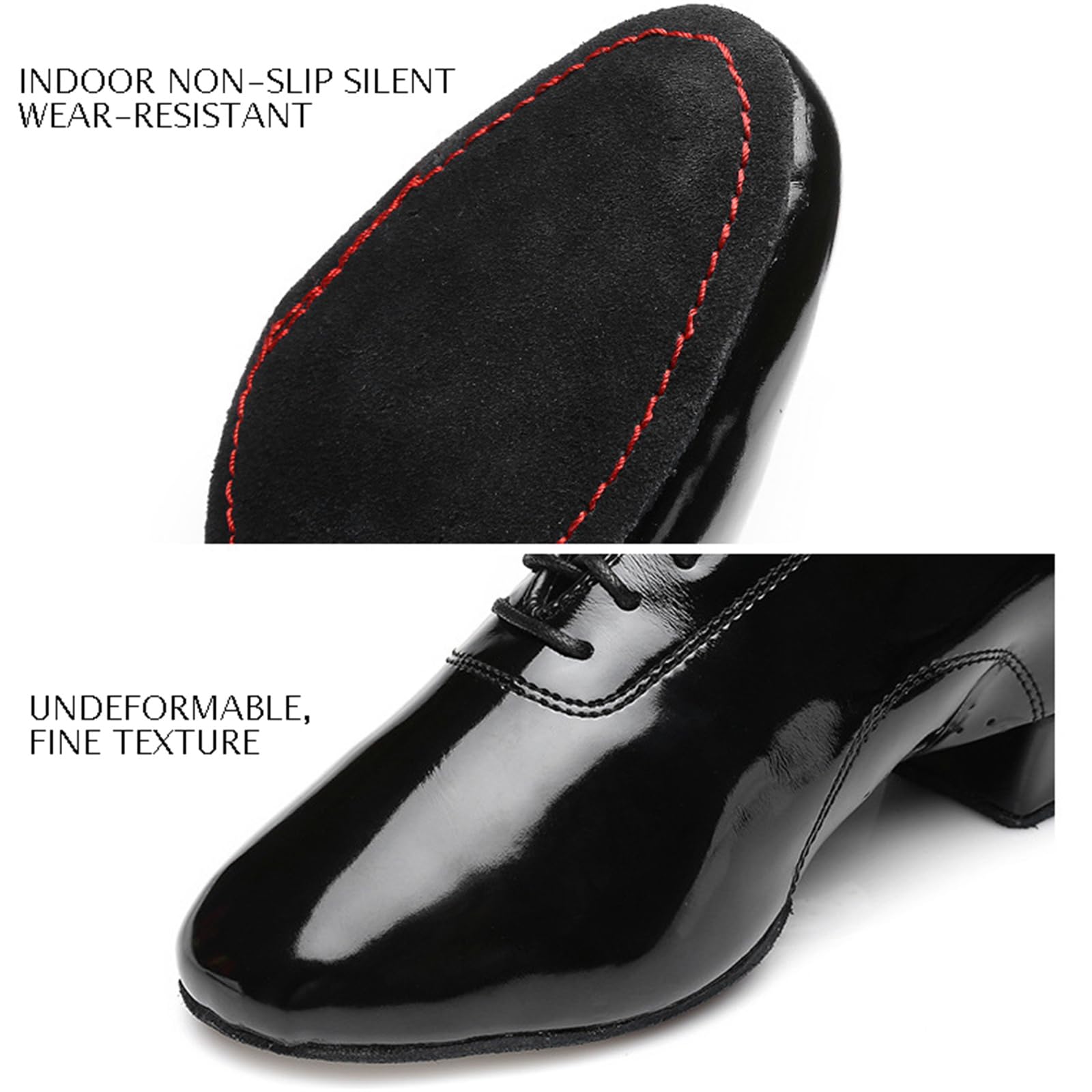 Scarpe da Ballo Latino Uomo Suola Divisa Interna Pelle Verniciata Tacco Basso Traspirante