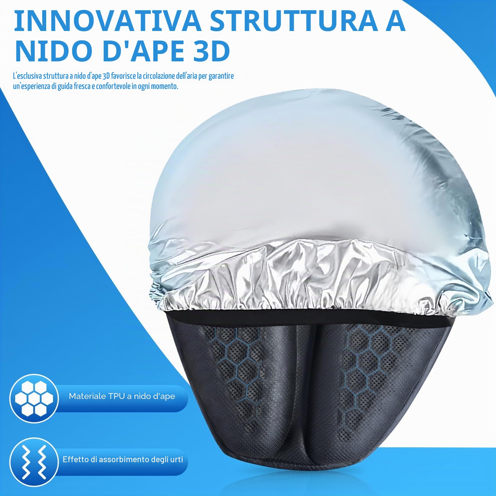 Cuscino per Sella Moto Pieghevole,Cuscino per Sella Moto a Nido d'ape 3D Altamente Elasticizzato,Polvere e Impermeabile,Confortevole e Traspirante,Adatto per Viaggi a Lunga Distanza