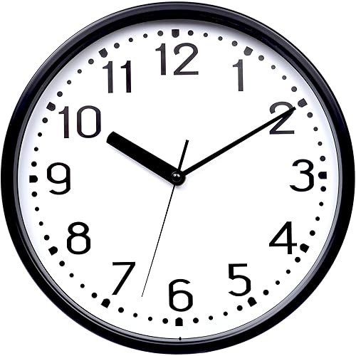 11 Inch Wall Clock Black Silent, Non-Ticking Decorative Rustic Analog Quartz Wall Clock Battery Operated for Bedroom Living Room Kitchen Farmhouse Office School (Black)