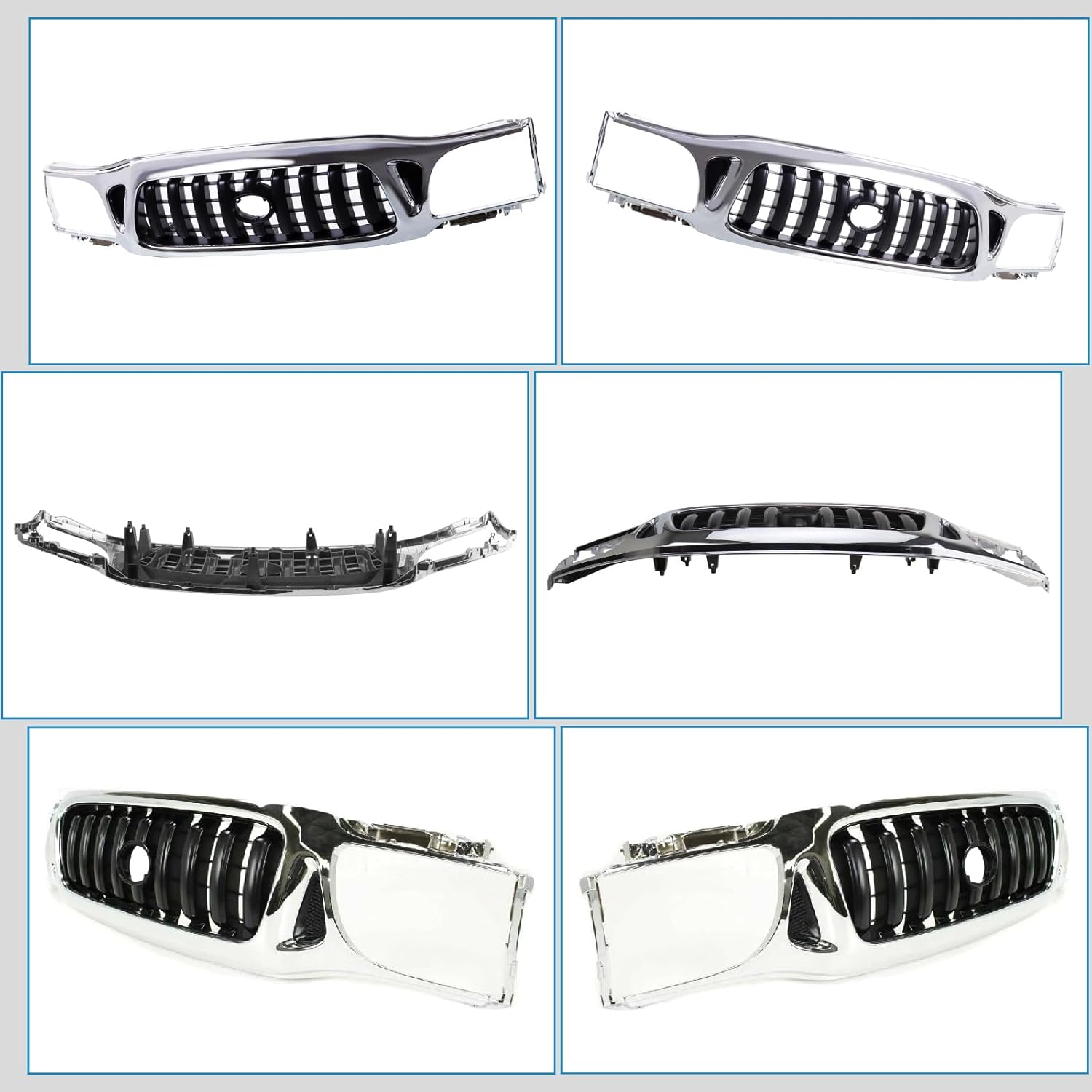 CarPartsDepot Front Grille Grill Compatible With Toyota Tacoma (Chrome, 2001-2004 Tacoma)