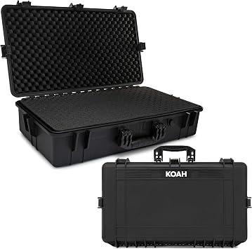 Koah Weatherproof Hard Case with Customizable Foam 28.3" x 16.9" x 7.0" Inch outer, 25.4" x 13.7" x 6.4" inner