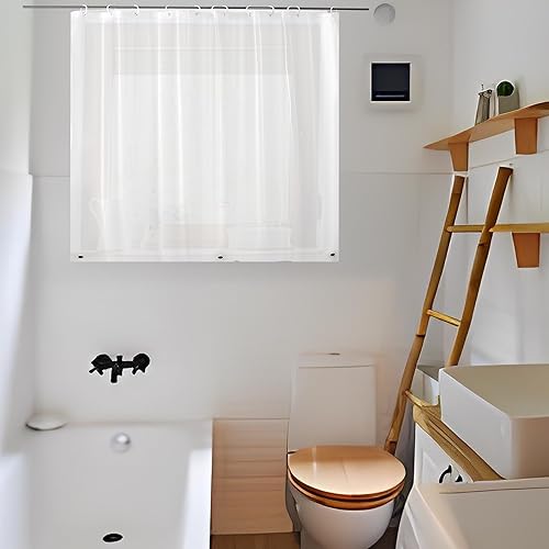 Cortina de ducha impermeable para ventana interior de ducha, cortina de plástico de 24 pulgadas de largo, cortina de ventana de baño de vinilo