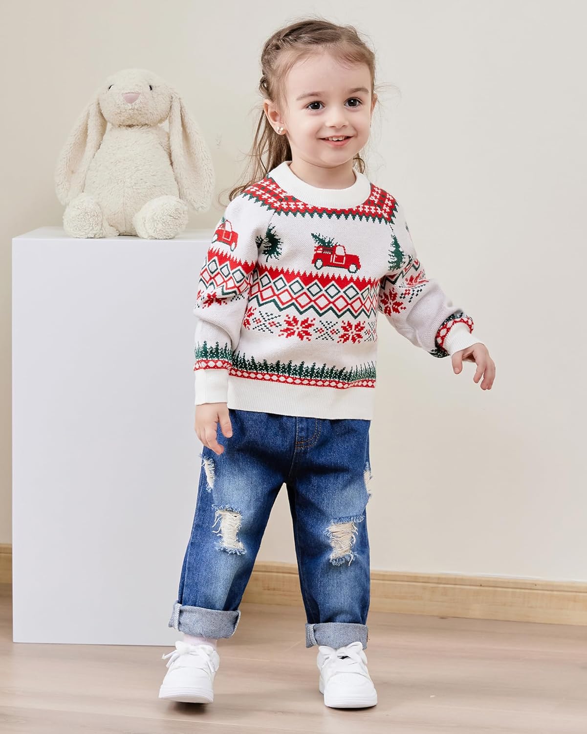 SANMIO Toddler Baby Boys Girls Deer Christmas Cardigan Sweater Long Sleeve Button-up Coat 6M-4T - Image 3