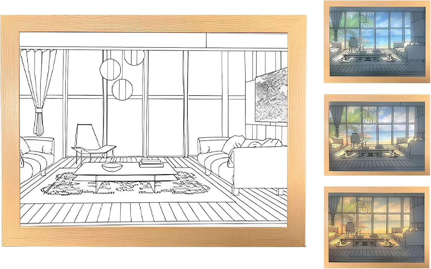 Pintura artística con luz LED, elegante marco de fotos iluminado, para pared, dormitorio, sala de estar, decoración del hogar, LED brillante detrás