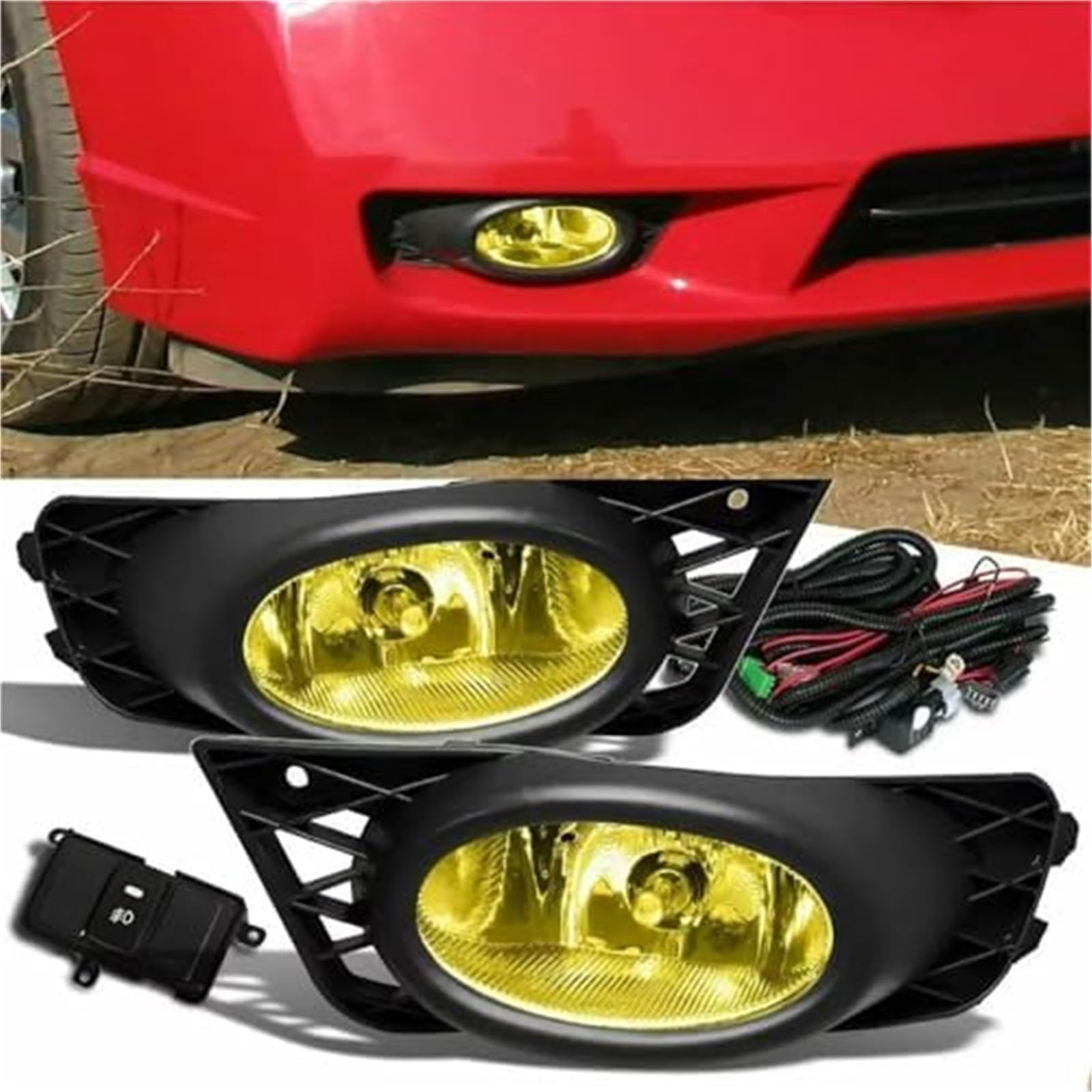 Tylne światło przeciwmgielne, dla Civic, 2009 2010 2011 Zespół tylnego światła przeciwmgłowego(BLACK Yellow)