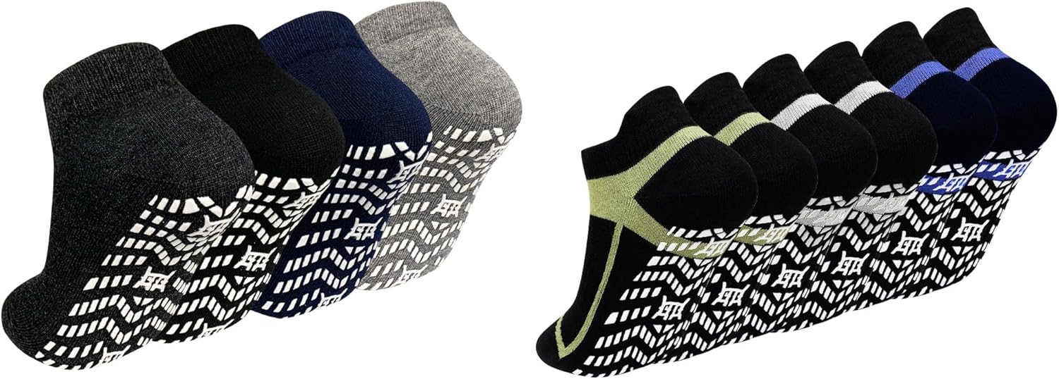 ZAKASA Non-Slip Grip Socks for Men: Non Skid Grippy Socks Anti Slip Gripper for Elderly Hospital Yoga Pilates