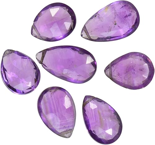 Miniatura 3 de Cuentas de amatista Briolettes en forma de lágrima de pera, 0.394 in-0.472 in (cantidad  7), Amatista vendida sin espaciadores