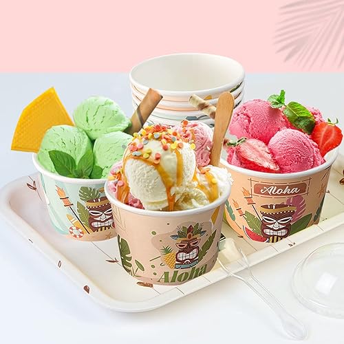 Miniatura 4 de CIEOVO Paquete de 48 tazas de papel de helado de animales de la selva de 9 onzas, cuencos desechables de safari en la selva, cuencos de postre para