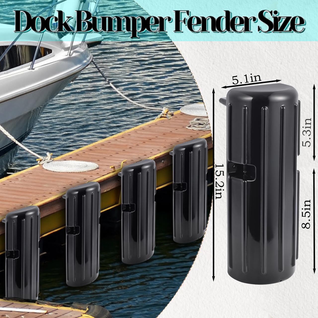 DD Boat Dock Bumper Fender – Heavy Duty Dock Edge and Side Protector for Boats, Docks & Piers – Prevent Damage from Impact and Collisions