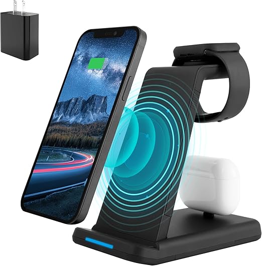 Amazon Com Wireless Charger Station 3 In 1 Fast Wireless Charger For Apple Watch Series Se 6 5 4 3 2 1 Airpods 1 2 Pro Compatible With Iphone 13 13 Pro 13 Pro Max12 12 Pro Max Series 11 X Xr Xs Xsmax 8 8 Plus Cell Phones Accessories